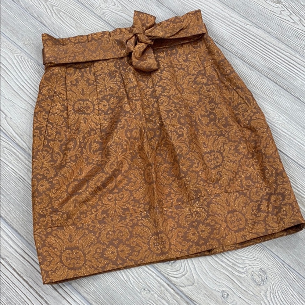 BCBGMaxazria Metallic Copper Pleated Skirt - sz 2